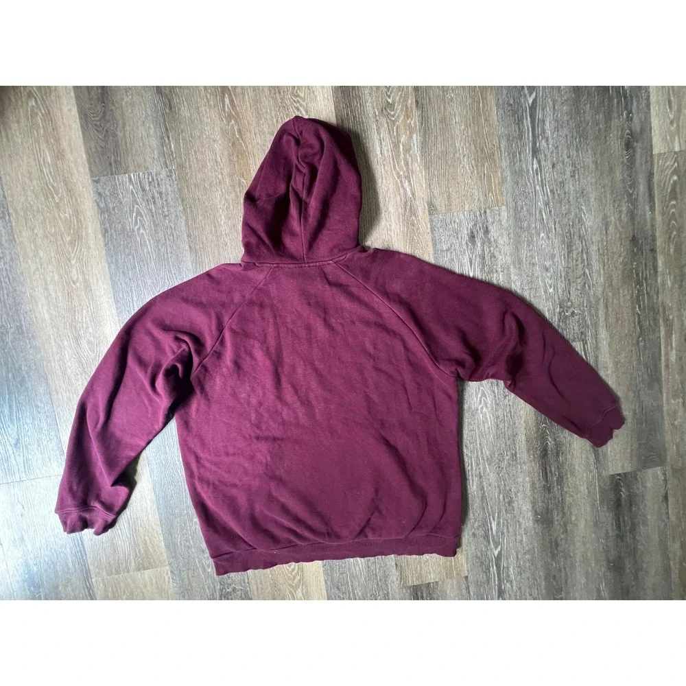Adidas Hoodie Mens XL Maroon Burgundy Trefoil Logo Pullover Sweatshirt